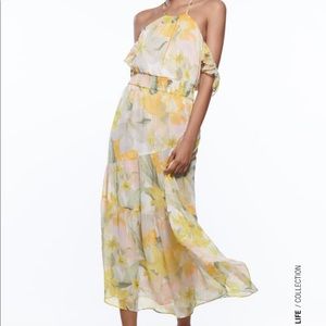 Metallic thread printed dress